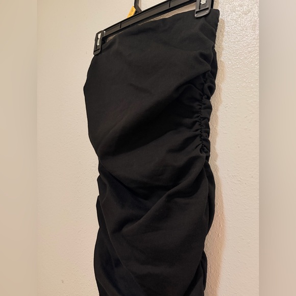 Zara Strapless Ruched Midi Dress - Black Size XS - Picture 6 of 7